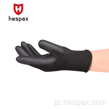 Hespax 15gナイロンニトリルパームコーティングされた安全手袋